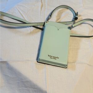 kate spade mint green/aqua leather crossbody card holder